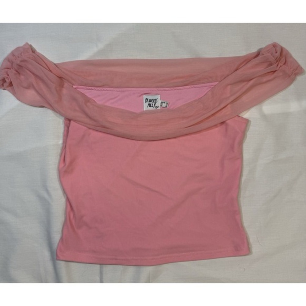 Princess Polly‎ Shirt Womens Size 8 Pink Blouse Crop Top Short Sleeve Tie Ladies